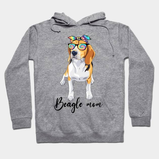 Beagle Mom Dog Tie Dye Bandana Sunglasses Mother's Day Hoodie by Harle
